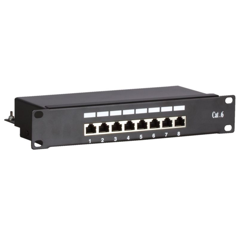 Panneau de brassage Ethernet RJ45 8 ports 10' 1U Cat 6 blindé