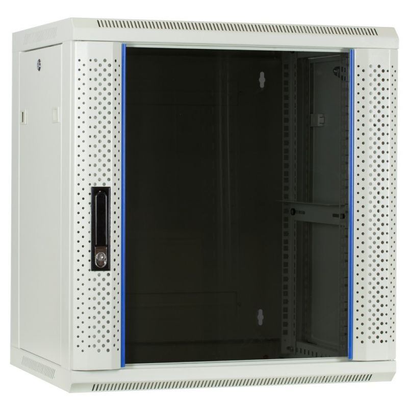 Baie murale blanche 12U avec porte en verre 600x450x635mm