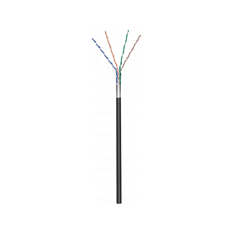 Rouleau câble extérieur rigide noir CAT5E FTP CCA - 100M