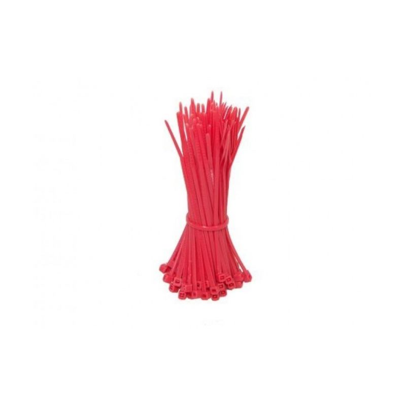 Colliers de serrage 200mm rouge - 100 pièces