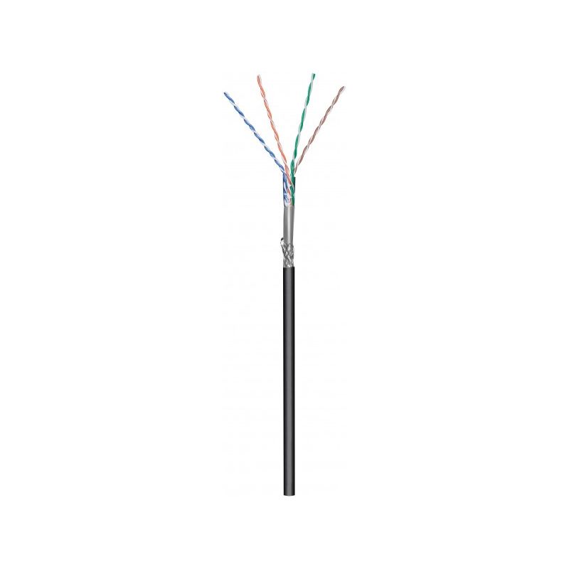 Rouleau câble rigide extérieur noir CAT6 S / FTP CCA - 50m